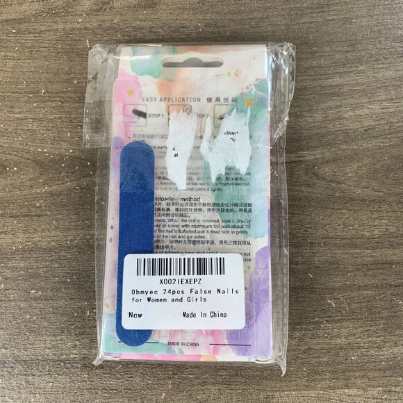 Blue Square Press on Nails, Short Fake Acrylic - False Nails for Women 24Pcs - Picture 4 of 10